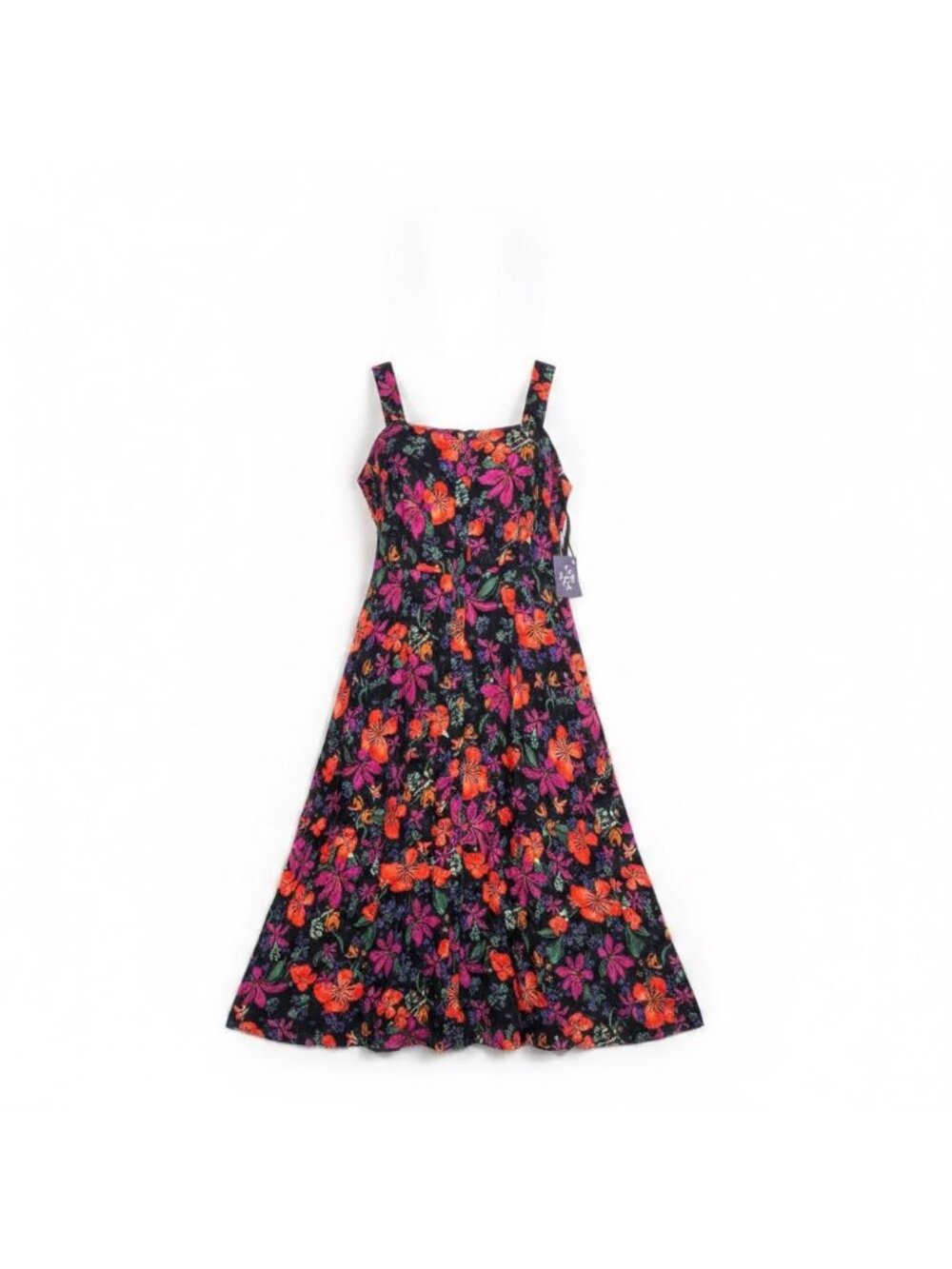 Ava & Viv Womens Black Floral Printed Sleeveless Midi Dress Size XXL